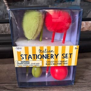 NPW Italian Stationery Set - Red and Green Fuzzy Pens